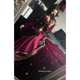 Luxe velvet- deep plum Gharara