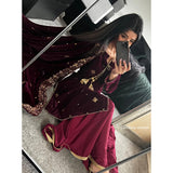 Luxe velvet- deep plum Gharara